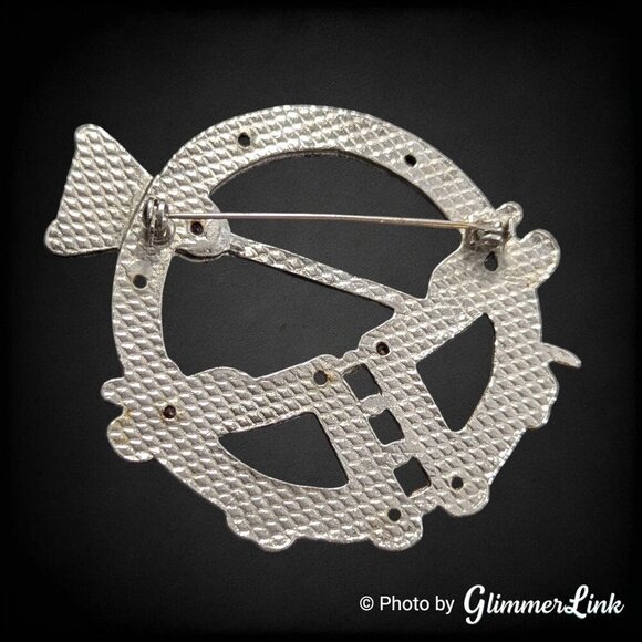 Vintage Celtic Multicolor Rhinestone Ornate Silver Tone Tara Brooch Pin - Picture 5 of 8